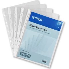 Maxi MX-RP100 Sheet Protector - 60 Micron - A4 (Pack of 100)