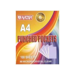Partner Crystal Clear Punched Pockets - 60 Microns - A4 (Pack of 100)