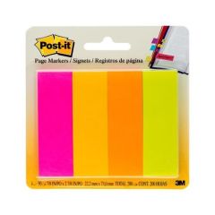 3M 671-4AN Neon Colours Post-it Page Marker - 1" x 3" - 100 Sheets x 4 Pads / Pack 