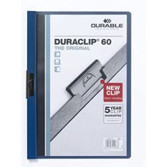 Durable 2200-06 Duraclip File - 30 Sheets - A4 - Blue (Pack of 10)