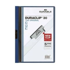 Durable 2200-07 Duraclip File - 30 Sheets - A4 - Dark Blue (Pack of 10)