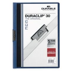 Durable 2200-06 Duraclip 30 File - 30 Sheets - A4 - Blue (Box of 25)