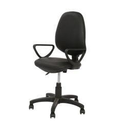 MAZ MF 0225 Operative High Back Chair - Black In Leather