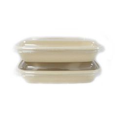 Bagasse Rectangular Container With Pet Lid , 750ml  (Pack of 50)